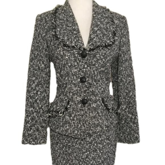 Vintage Alberto Macali Black White Tweed Suit 6 - Picture 2 of 7